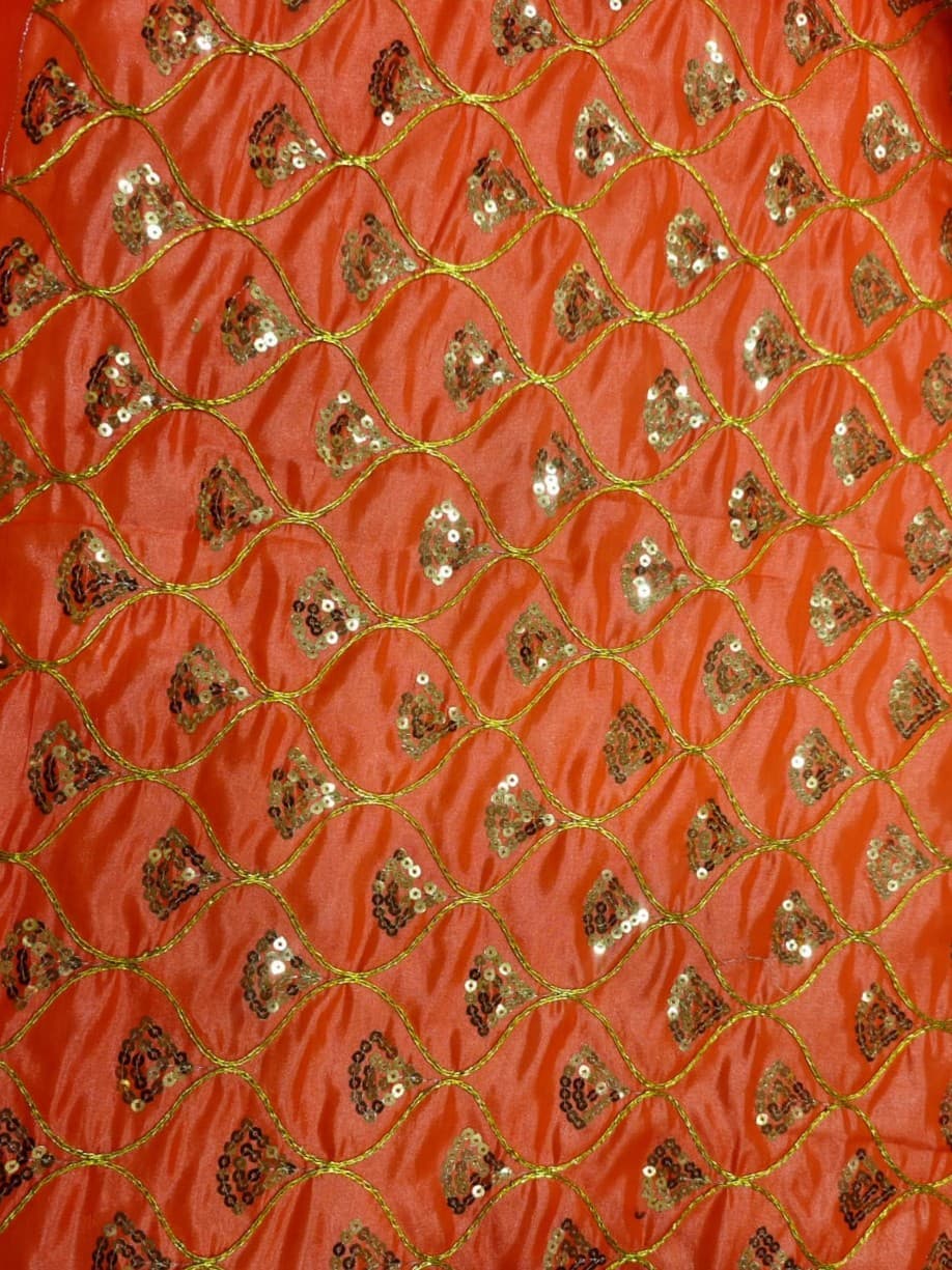 Shree Shyam Jari Nishan — Chaukadi Pattern, Orange, 0.25M
